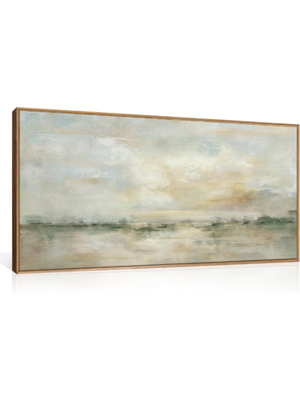 Large Abstract Green Gray Canvas Wall Art - Modern Watercolor Landscape Decor